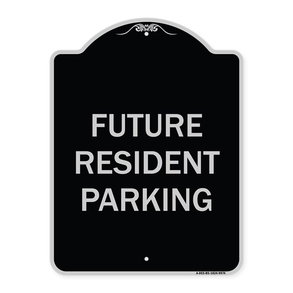 Designer Series-Future Resident Parking Black & Silver Heavy-Gauge Aluminum, 24" x 18", BS-1824-9974